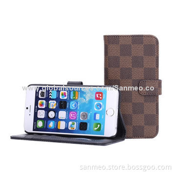 Leather case for iPhone 6, comfortable waterproof, trellis design wallet with photo frameNew